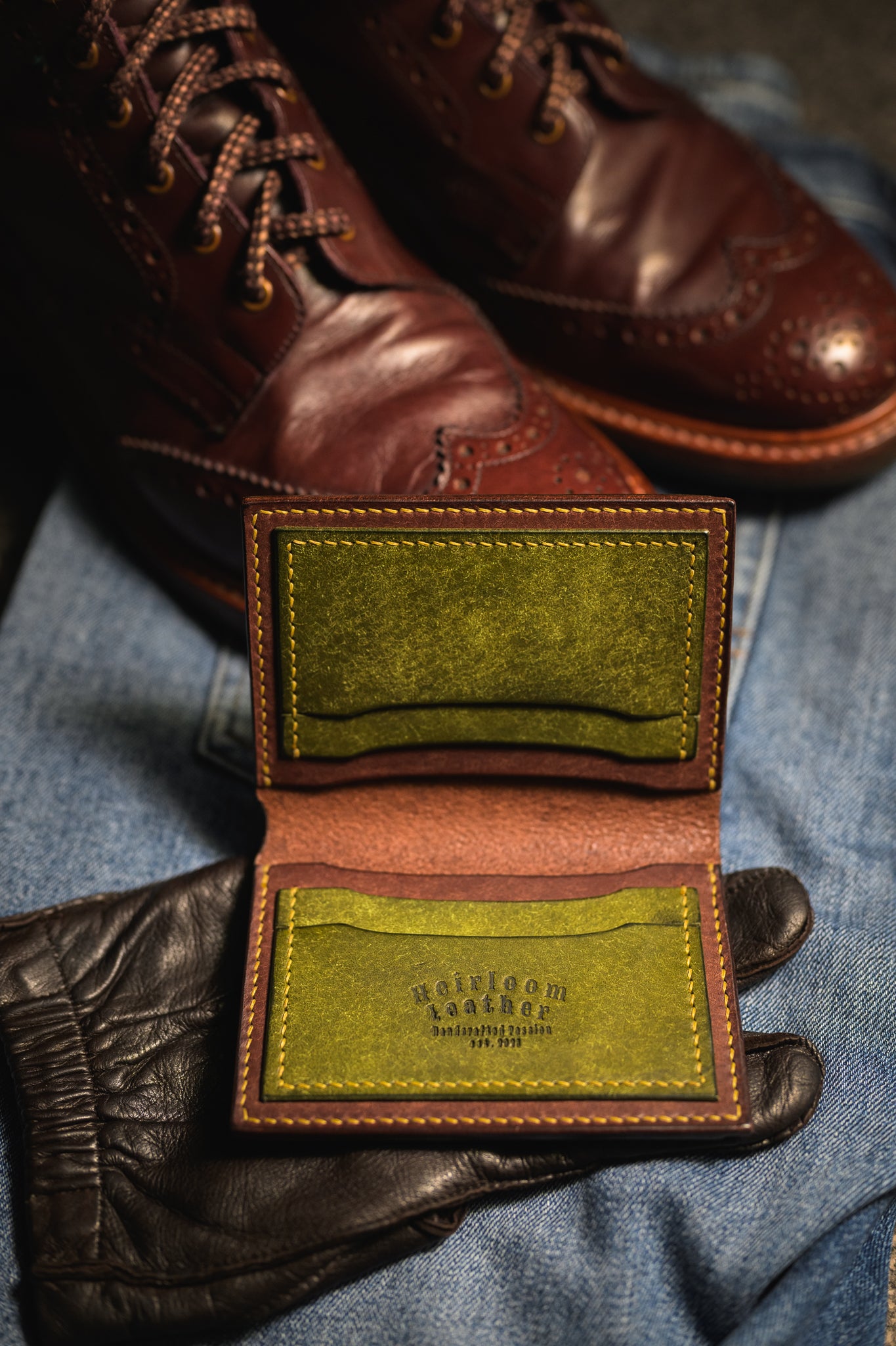 Dillinger Wallet V2 in Olive Pueblo leather