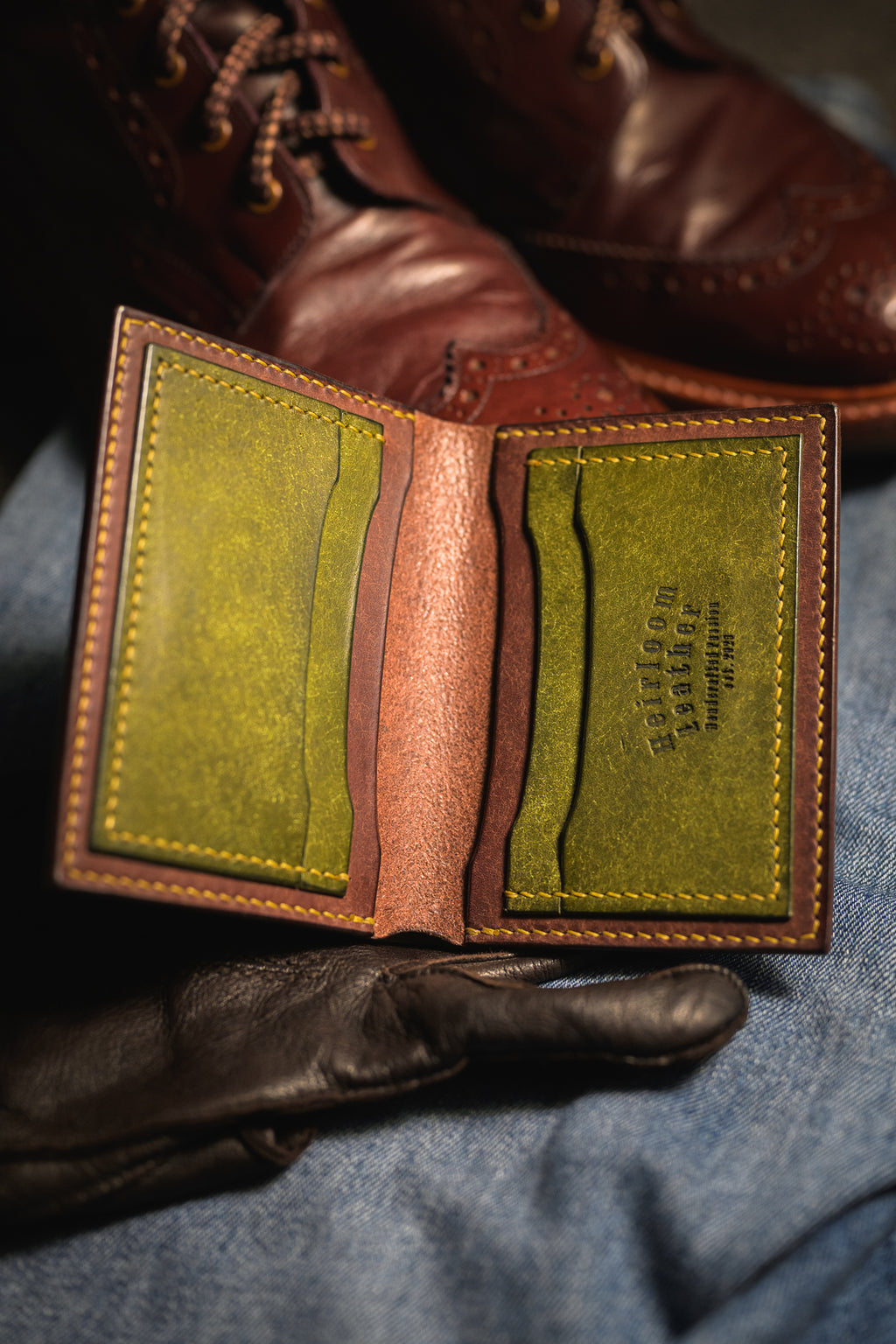 Dillinger Wallet V2 in Olive Pueblo leather