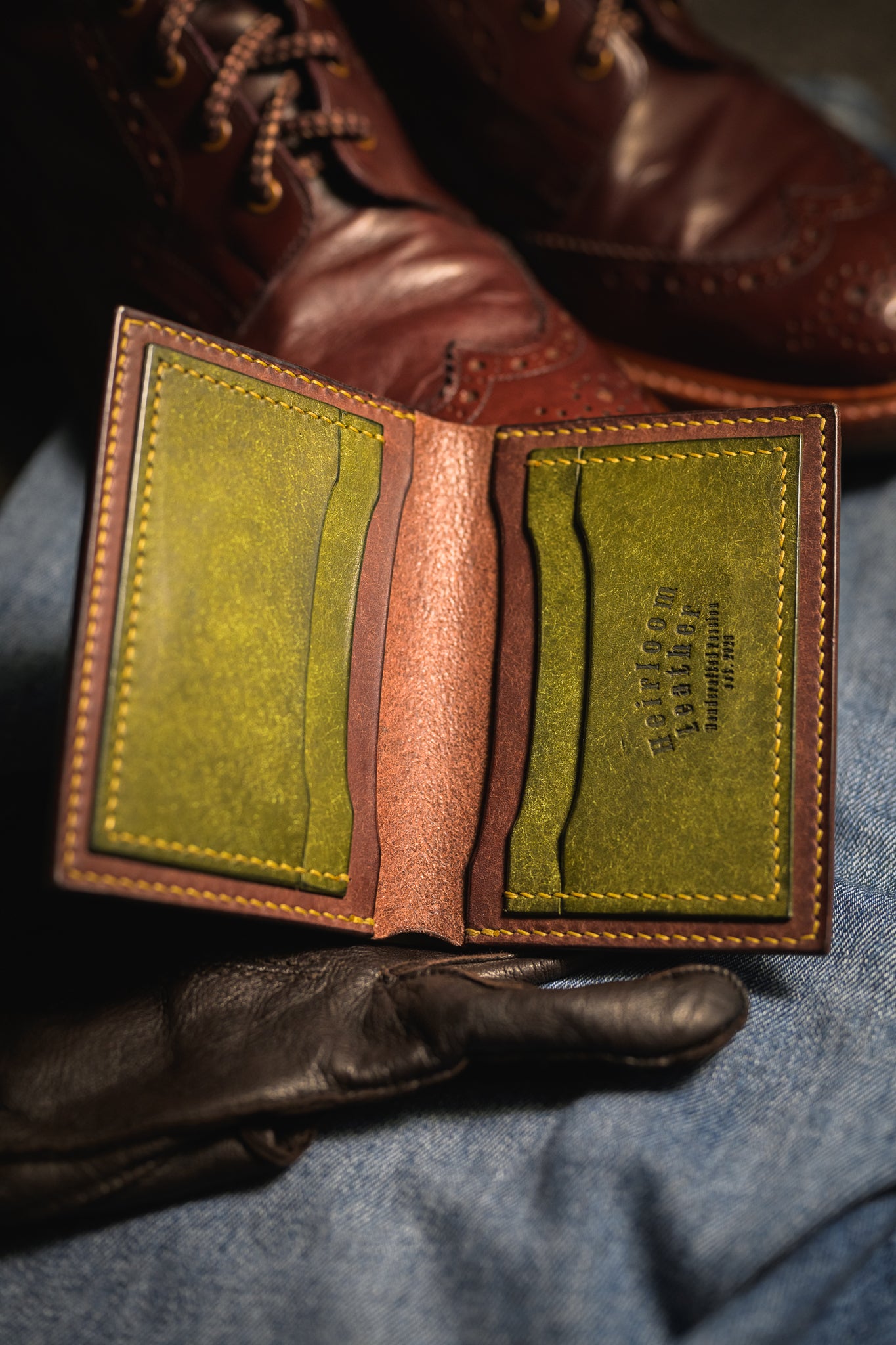 Dillinger Wallet V2 in Olive Pueblo leather
