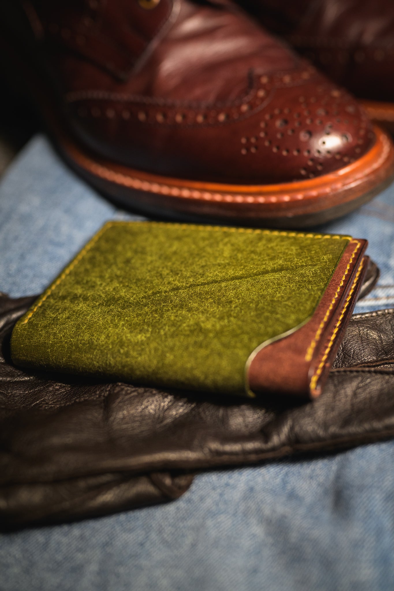 Dillinger Wallet V2 in Olive Pueblo leather
