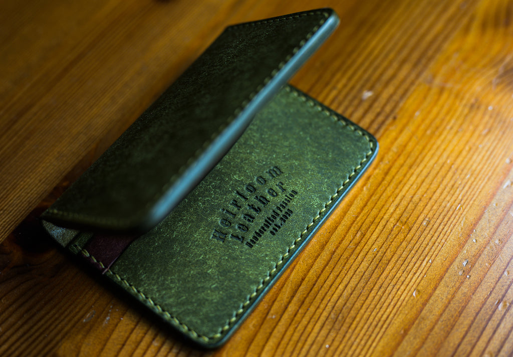 Ultimate card holder in Olive Pueblo leather