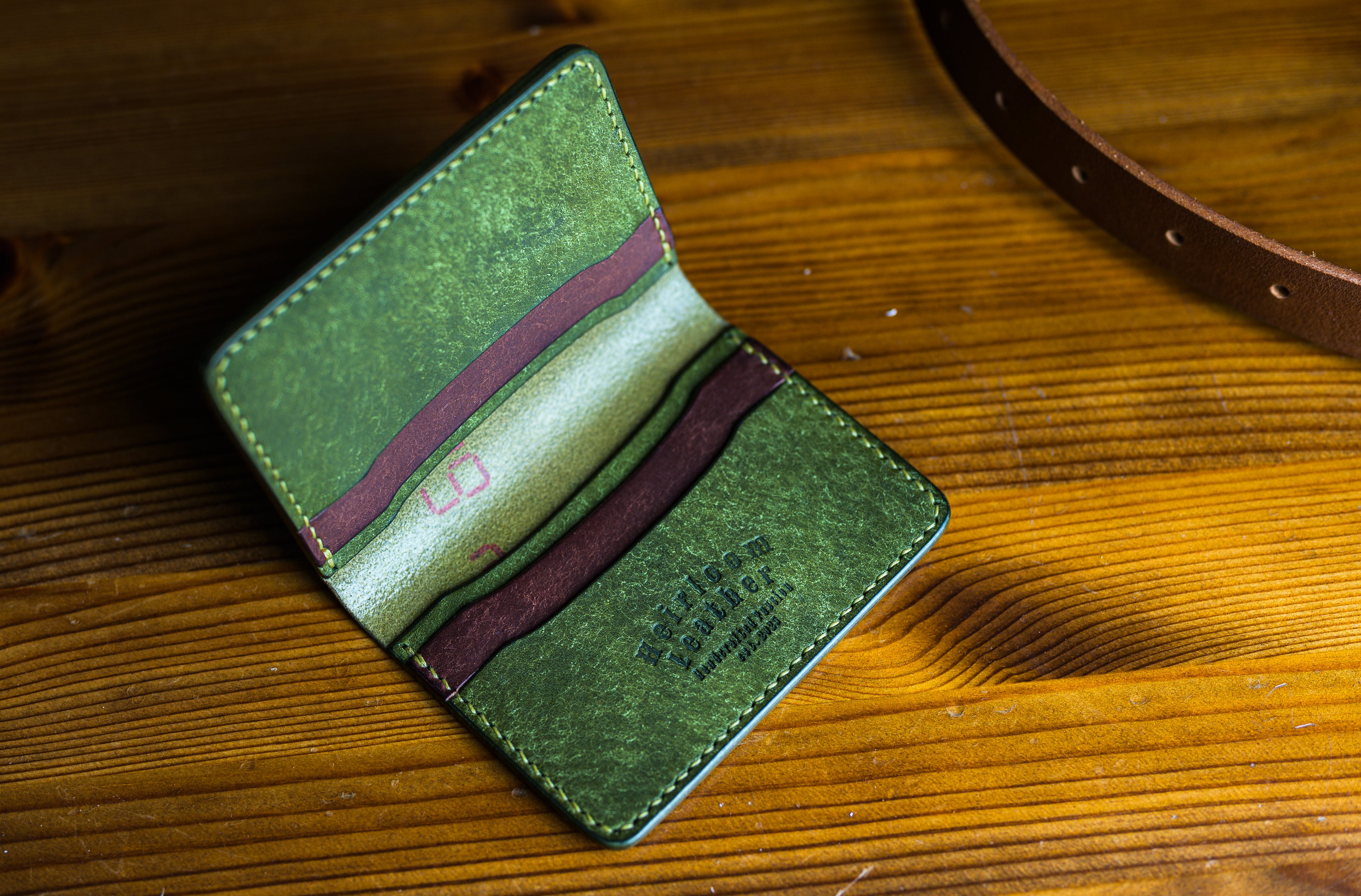 Ultimate card holder in Olive Pueblo leather
